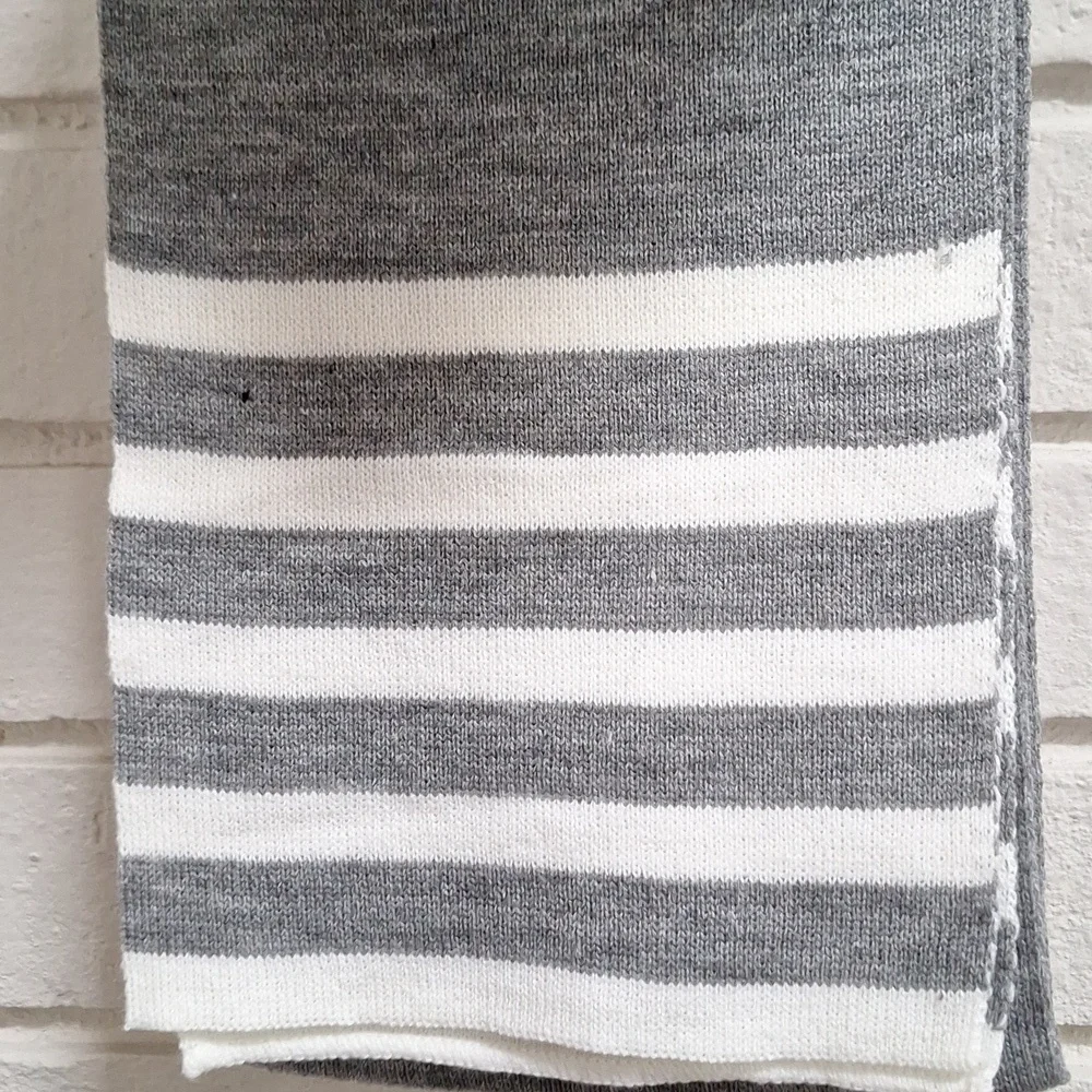 U.S. Polo Assn. Navy and Gray Striped Beanie and Scarf Set